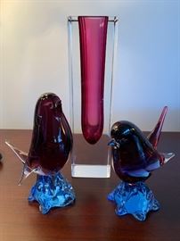 Murano art glass birds