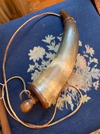 Antique black powder horn