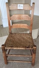 Vintage Ladder Chair with Woven Cane