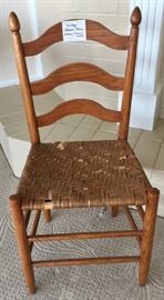 Vintage Ladder Chair with Woven Cane Seat