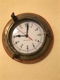 Brass ship’s clock. Battery operated. 