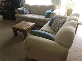White sofa and loveseat 