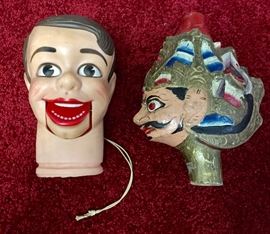 Vintage ventriloquist dummy head, Indonesian puppet head
