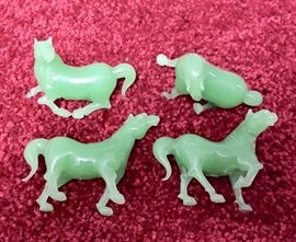 Hand carved jade horse figurines 