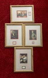 Artwork framed with collector’s stamps