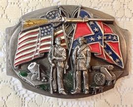 1988 Siskiyou pewter Civil War commemorative belt buckle  