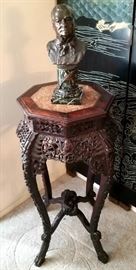 Rosewood plant stand-above average finely carved piece!