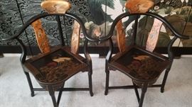 Pair of finely painted Chinese corner chairs