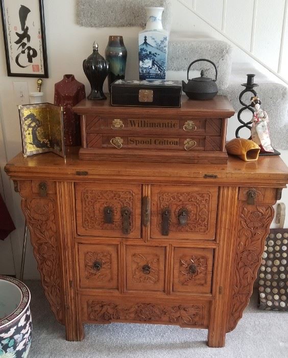 Beautiful vintage Chines carved Butterfly  Chest