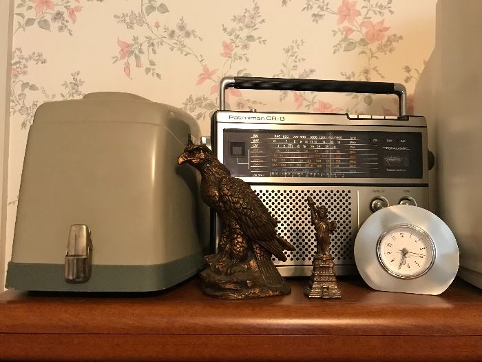 Vintage Projector, Radio, Eagle Figurine
