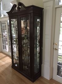 Another angle of the Chippendale style curio cabinet.