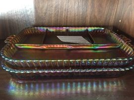 Carnival glass serving dishes