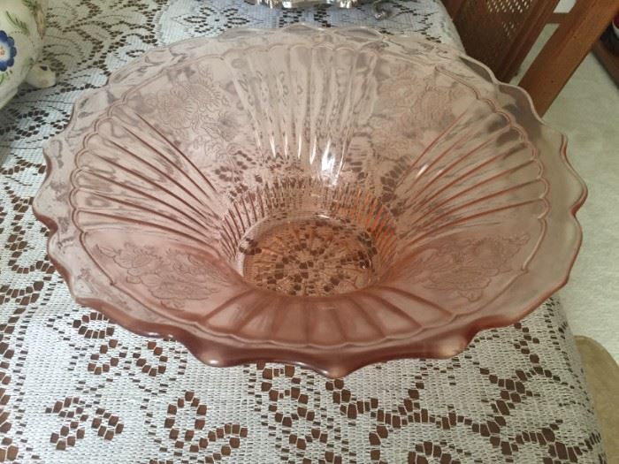 Amber depression glass bowl