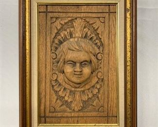 P19--framed wooden panel, antique