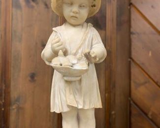 P363--marble statue, child with birds