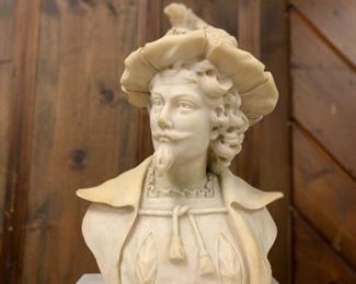 P1200--Bust of a Courtier, Musketeer, Man, marble statue