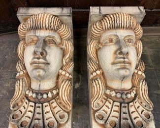 P30--pair of sandstone corbels, capitals, Roman revival