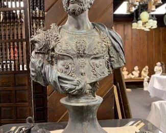 P35--copy of "Cosimo I" by Cellini, 19th C, patinated spelter, over 3' tall