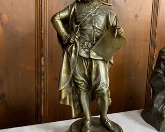 P49--bronze statue of an Elizabethan gentleman, late 19th/early 20th C, Continental--$300