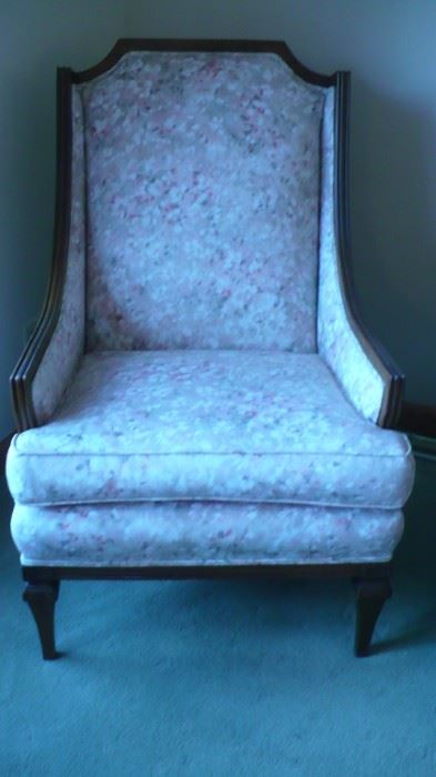 EASY CHAIR  AND MATCHING, REUPHOLSTERED , NICE