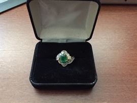 Natural Emerald (1.16ct.) (SI) Cocktail & Diamond (2.23cts) Ring 18k gold