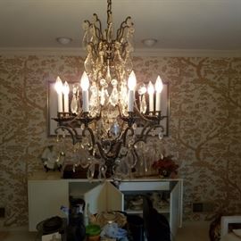 Metal and Crystal Chandelier