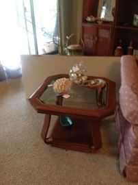 glass top side table