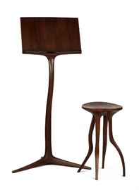 Fine and Rare Early Wendell Castle (American, 1932-2018) Music Stand & Stool