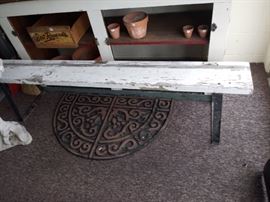 WOODEN BENCH WITH IRON LEGS 