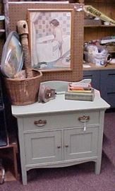 COMMODE WITH MISC. ITEMS