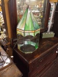 LEADED GLASS SWAG LAMP