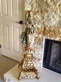 Gorgeous Sculpture of the Blessed Mother, Immaculate Conception by Augstin Parra 3 angels at her feet. An exact replica of this was given to Pope John Paul II by Auguston Parra for the Vatican. Wood with Gold Leaf. 3' High $5,000