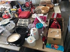 Baking pans and various kitchen supplies