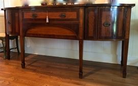 beautiful antique inlaid mahogany sideboard, 83” wide x 38”tall x 31 1/2” deep in center.
