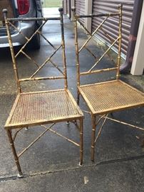 Pair of gold leaf Chinese Chippendale chairs
