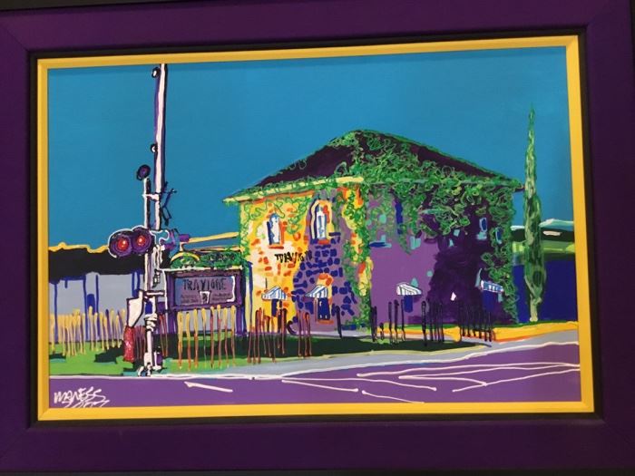 painting of a famous Napa restaurant, Travigne, by Michael P Maness