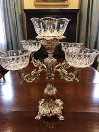 Beautiful silver and crystal epergne 