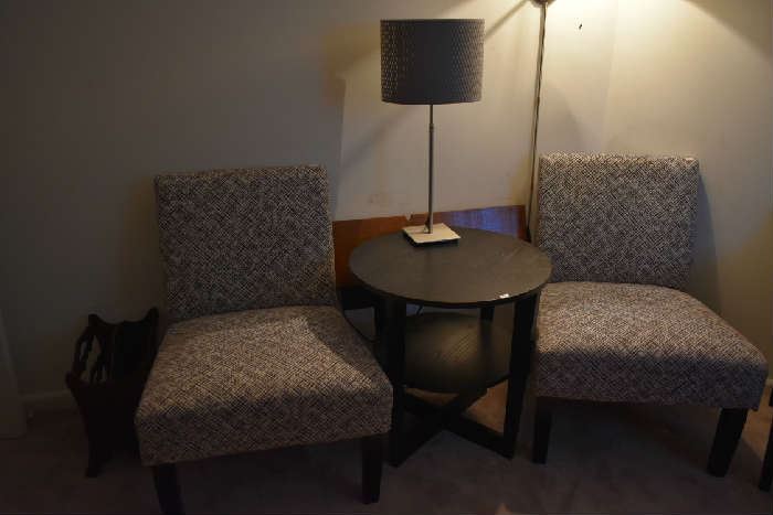 2 CHAIRS, ACCENT TABLE, LAMP