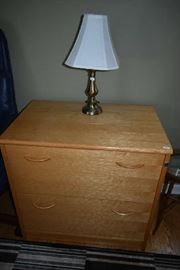 WOOD FILE CABINET, LAMP