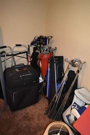 GOLF CLUBS, LUGGAGE, WALKER