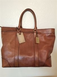 Coach brown leather tote 