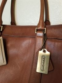 Coach brown leather tote 