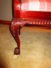 Detail of claw and ball foot bench