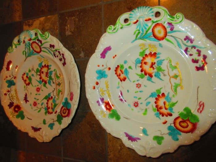 Pair of antique porcelain diminutive platters