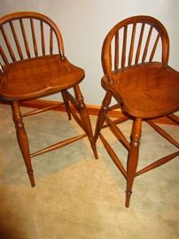 Pair of oak countertop stools