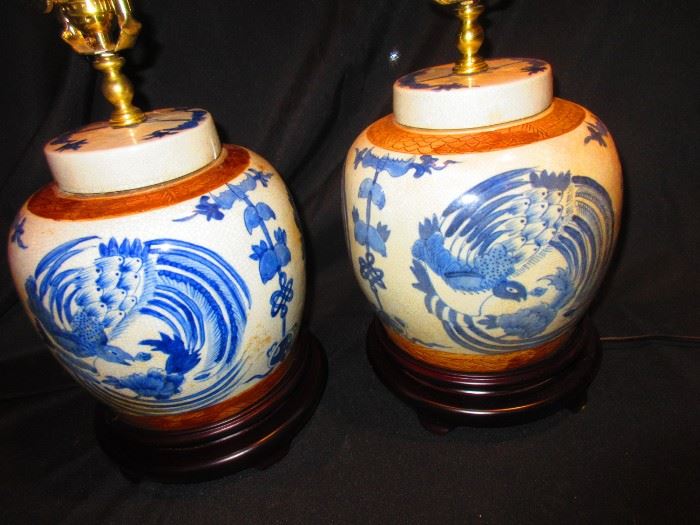 Pair of Chinese ginger jar lamps