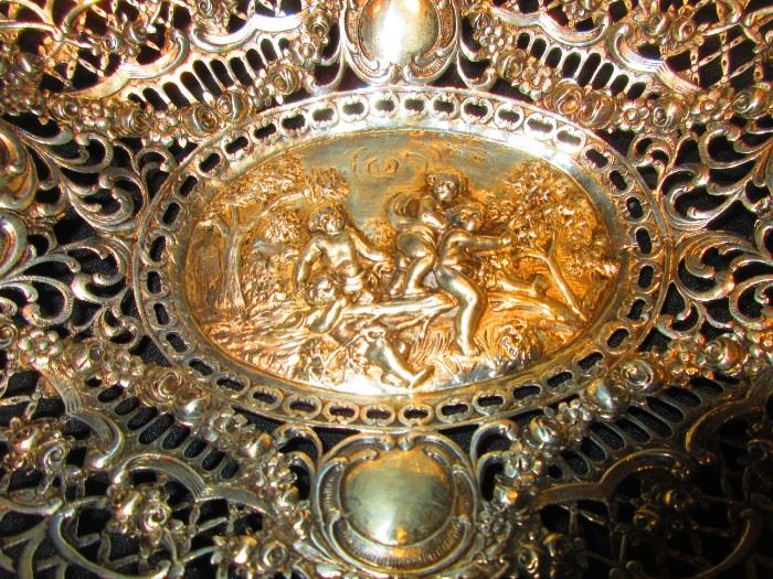 Detail of Continental silver dish