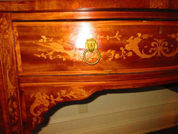 Detail of inlay on late nineteenth and early twentieth-century sideboard