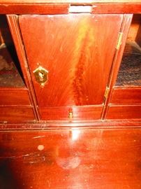 Detail of early 19th c slant front desk