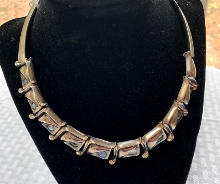 Taxco Mexican silver & moonstone necklace